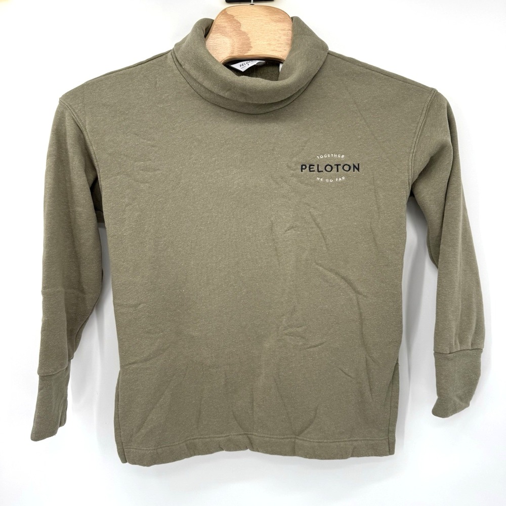 Peloton Sweatshirt Women S Olive Green Together We Go Far Turtleneck Fleece USA